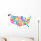 Usa State Map Word Wall Decal