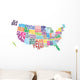 Usa State Map Word Wall Decal