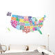 Usa State Map Word Wall Decal