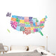 Usa State Map Word Wall Decal