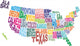 Usa State Map Word Wall Decal