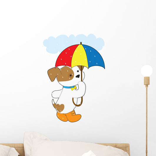 Cute Puppy Rain Wall Decal