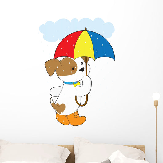 Cute Puppy Rain Wall Decal