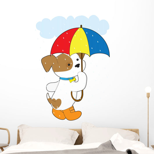 Cute Puppy Rain Wall Decal