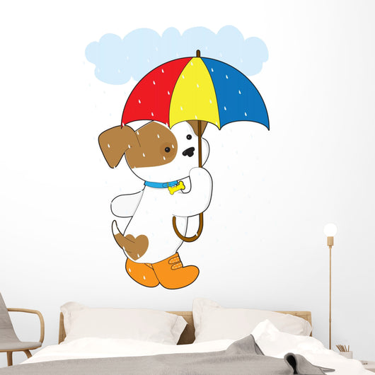 Cute Puppy Rain Wall Decal