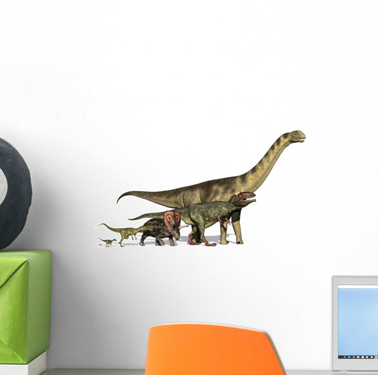 Six Dinosaurs Huge To Show Scale Wall Decal
