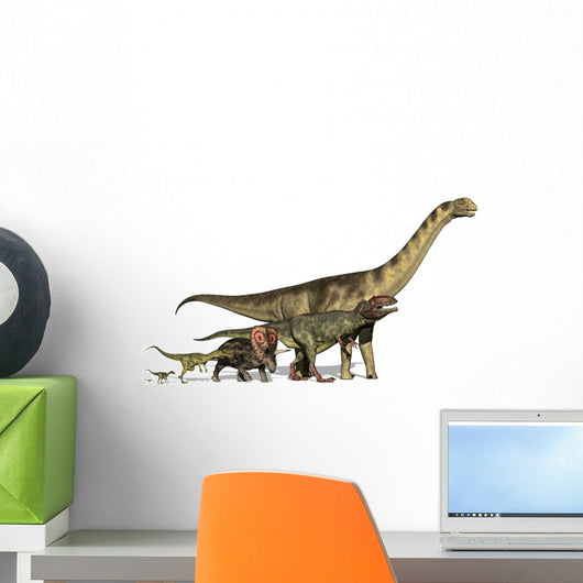 Six Dinosaurs Huge To Show Scale Wall Decal
