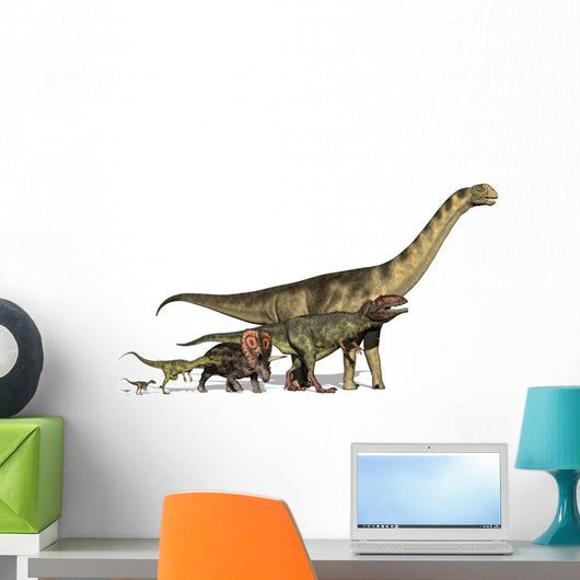 Six Dinosaurs Huge To Show Scale Wall Decal