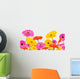 Colored Gerber Flowers White Wall Decal