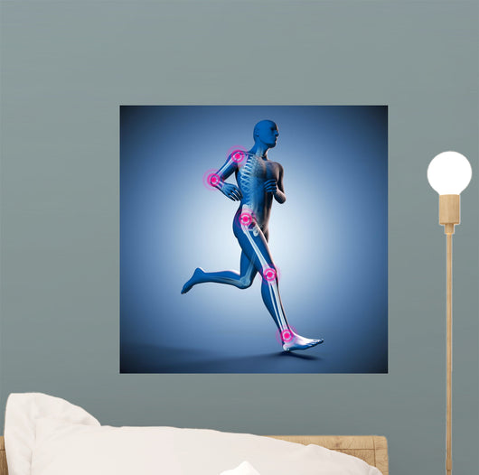 Running Man with Highlighted Joints - Blue Wall Decal