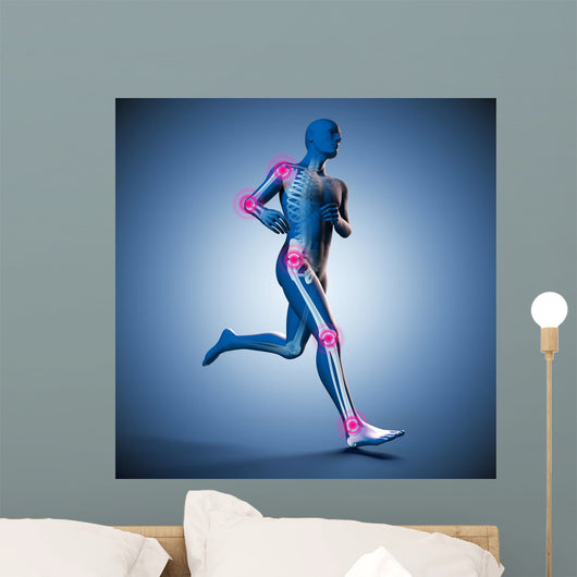 Running Man with Highlighted Joints - Blue Wall Decal