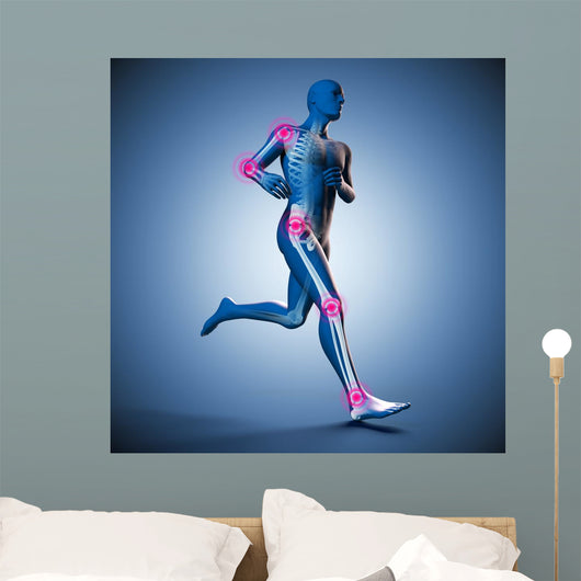 Running Man with Highlighted Joints - Blue Wall Decal