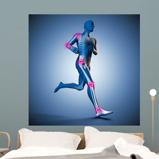 Running Man with Highlighted Joints - Blue Wall Decal