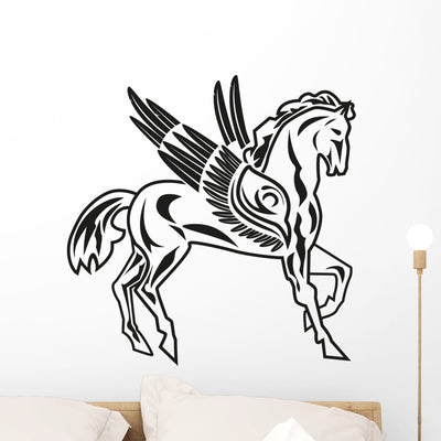 Tribal Pegasus Design Wall Decal shown on a wall