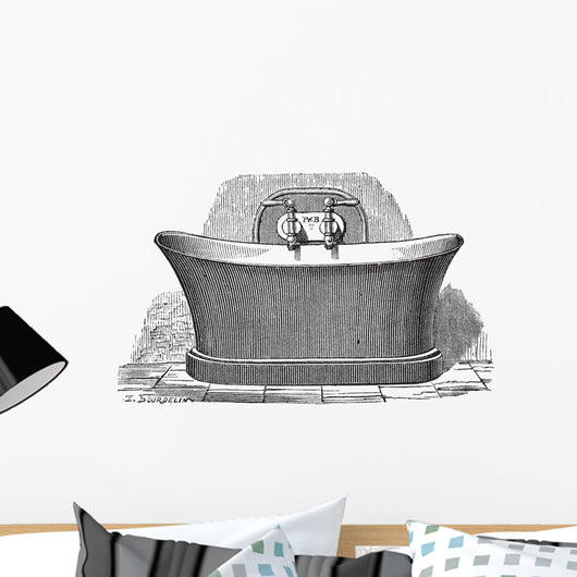 Copper Bathtub Vintage Engraving Wall Decal