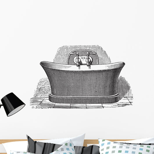 Copper Bathtub Vintage Engraving Wall Decal