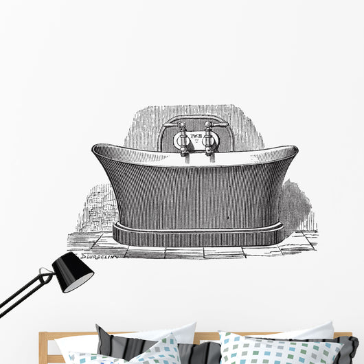 Copper Bathtub Vintage Engraving Wall Decal