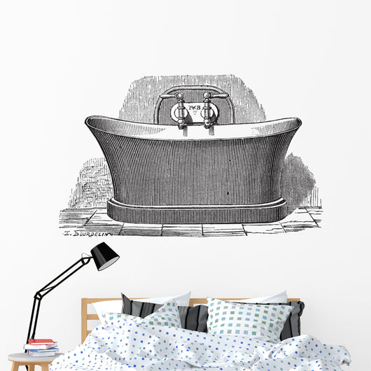 Copper Bathtub Vintage Engraving Wall Decal