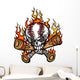 Softball Baseball Skull And Bats Wall Decal