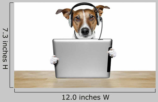 Dog With Headset And Tablet Wall Decal