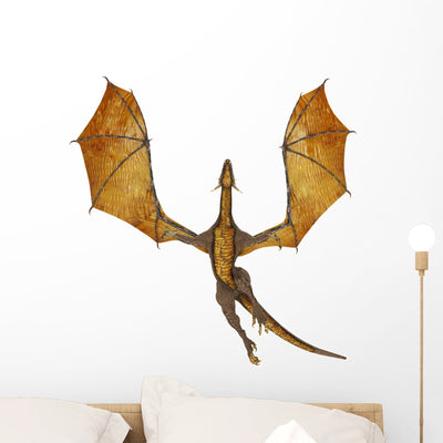 Dragon Flying Above Ceiling Wall Decal shown on a wall