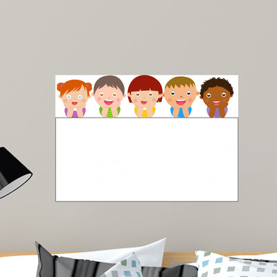 Cute Cartoon Kids Frame Wall Decal shown on a wall