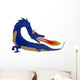 Painted Blue Flaming Dragon Wall Decal