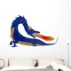 Painted Blue Flaming Dragon Wall Decal