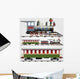 Retro Steam Train With Cars Illustration Wall Decal