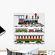 Retro Steam Train With Cars Illustration Wall Decal