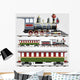 Retro Steam Train With Cars Illustration Wall Decal