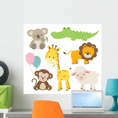 Animal Set Wall Decal shown on a wall