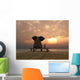 Elephant And Dog Sitting on Bench at Sunset Wall Decal