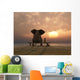 Elephant And Dog Sitting on Bench at Sunset Wall Decal
