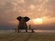 Elephant And Dog Sitting on Bench at Sunset Wall Decal