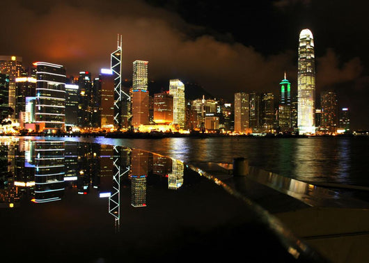 Hong Kong Skyline Night Reflected Wall Decal