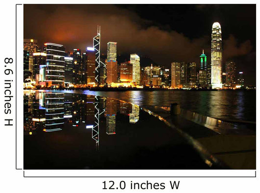 Hong Kong Skyline Night Reflected Wall Decal