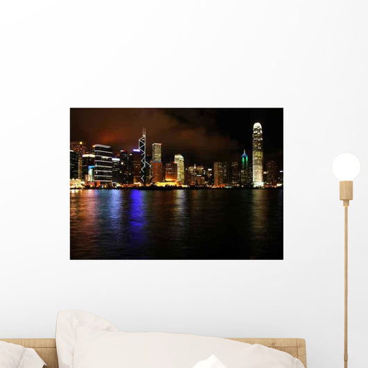 Hong Kong Skyline Night Wall Decal