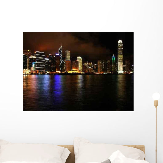 Hong Kong Skyline Night Wall Decal