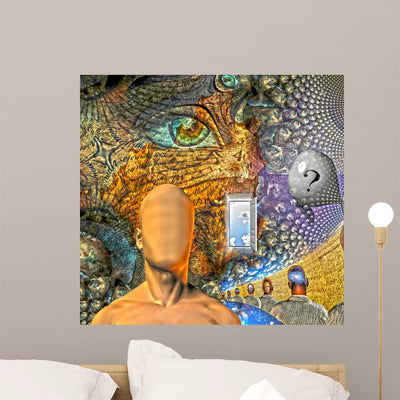 Human Tale Wall Mural shown on a wall
