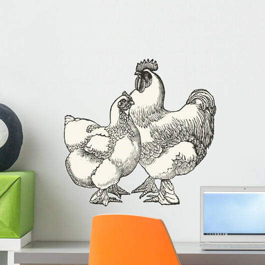 Hen and Rooster of Cochin Wall Decal