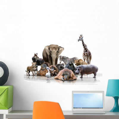 Wild Animals Wall Mural shown on a wall