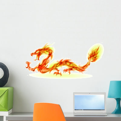 Fire Dragon Wall Decal shown on a wall