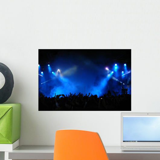 Cheering crowd at concert, musicians on the stage Wall Mural