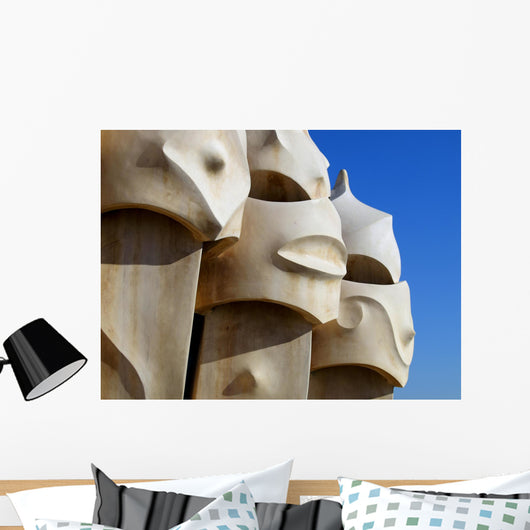 Chimnies on the roof of Gaudi's La Pedrera in Barcelona, Spain Wall Mural