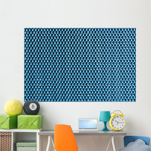 Blue Metal Mesh Plating Wall Decal