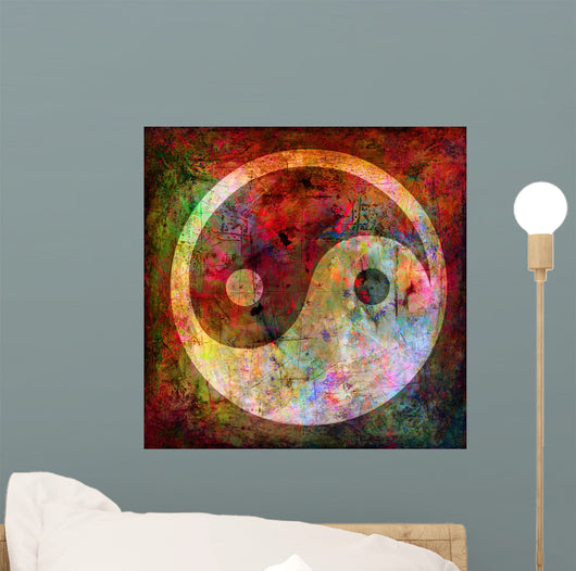 Yin and Yang - grunge background Wall Mural