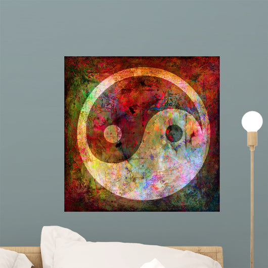 Yin and Yang - grunge background Wall Mural
