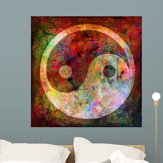 Yin and Yang - grunge background Wall Mural