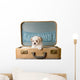 Tiny puppy in a vintage suitcase Wall Decal